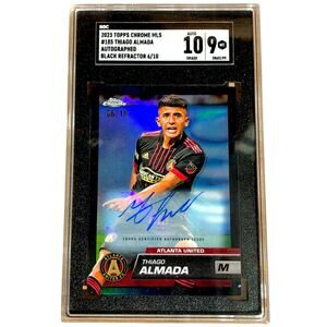 2023 Topps Chrome MLS Black Refractor #185 Thiago Almada /10 SGC 10 AUTO 9
